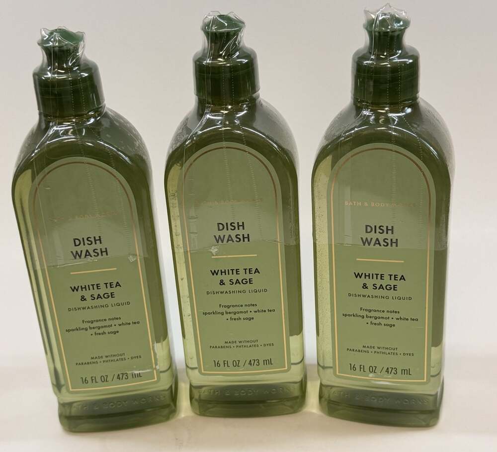 Set Of 3 - Bath & Body Works Dish Wash White Tea & Sage 16 Fl Oz Discontinued
